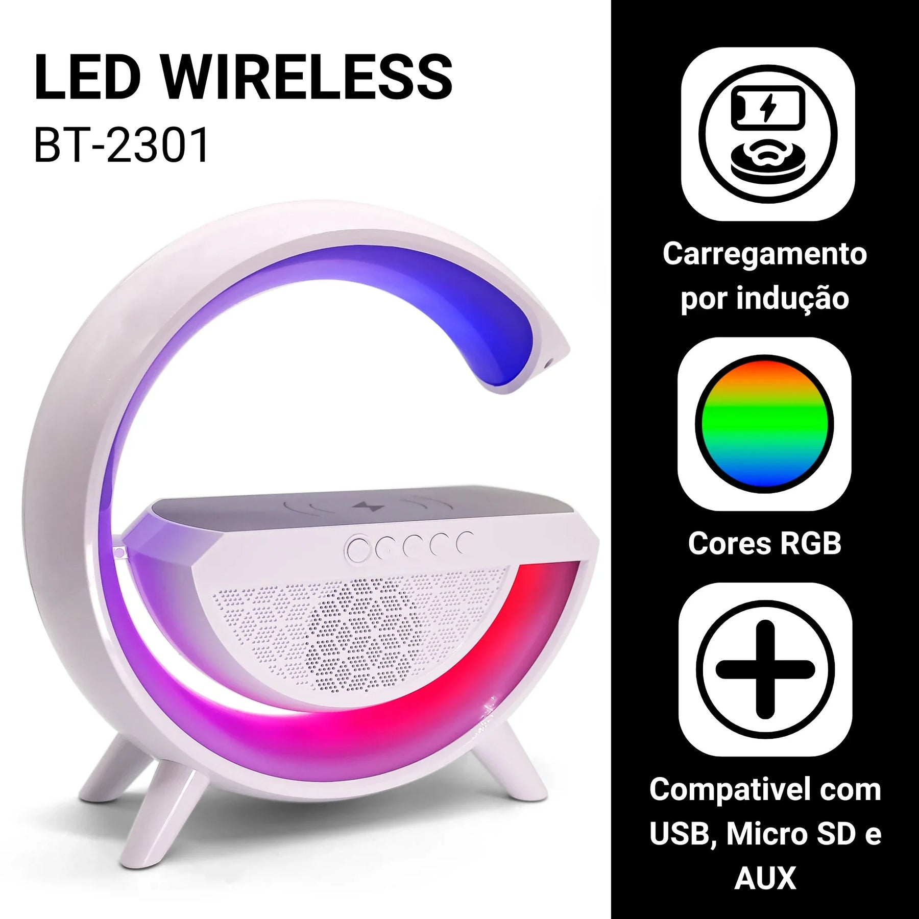 RGB G-Lamp 2301 – Wireless Charging & Bluetooth Speaker