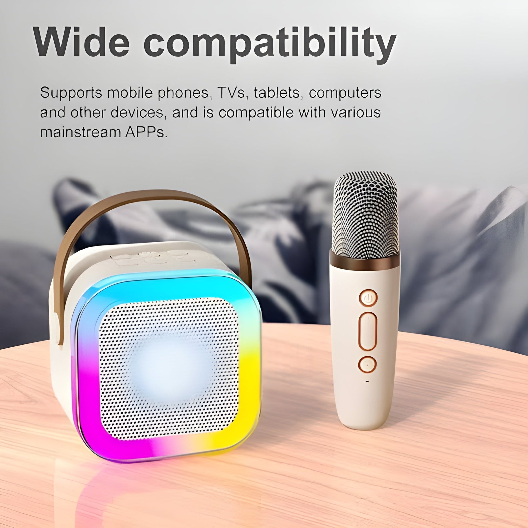 Wireless Mic & Portable Bluetooth Speaker – LED Light & HD Sound