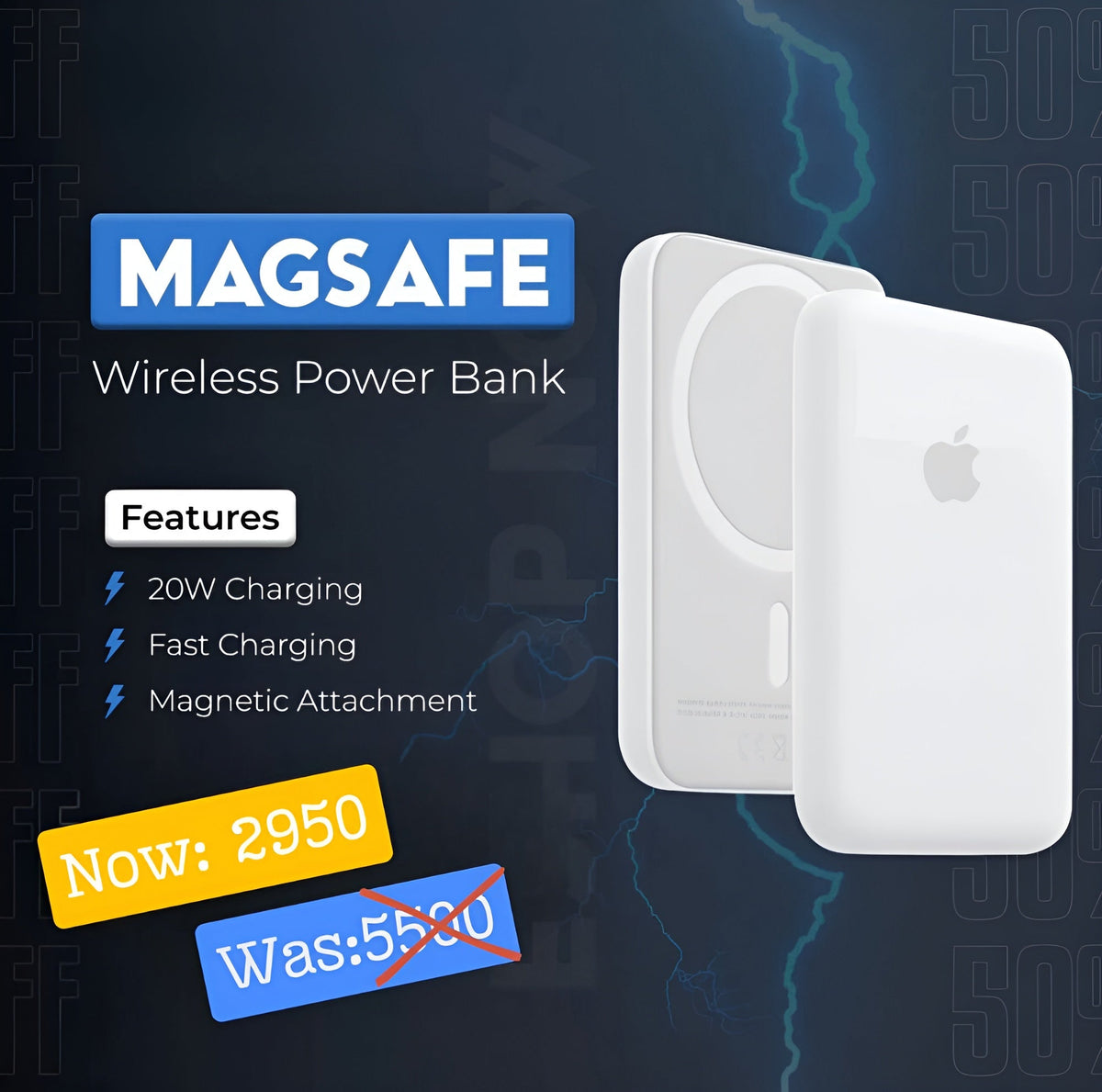 Wireless Power Bank for iPhone – 5000mAh, 20W Fast Charging