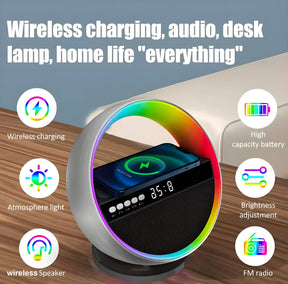 Fast Wireless Charging with 15W G Lamp Bluetooth Speaker & Alarm Clock