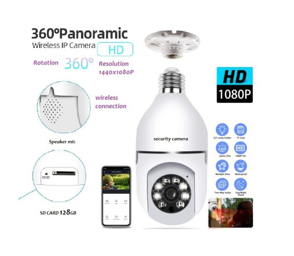 1080P Full HD WiFi Smart CCTV Camera – Wireless Home Security Bulb Socket Camera 🔥