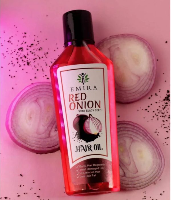 Emira Red Onion & Black Seed Hair Oil – 120ml | Boost Hair Growth & Shine