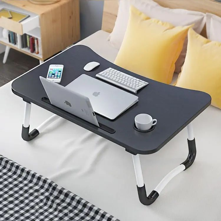 Multipurpose Foldable Laptop Table – Portable Bed & Study Desk with Cup Holder